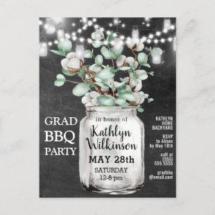 Eucalyptus Mason Jar Graduation Party Invitation Postcard