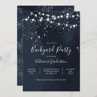 Evening Sky String of lights Backyard Party Invita Invitation