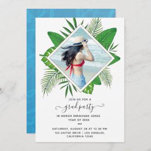 Exotic Tropical Island Graduation Party Invitation