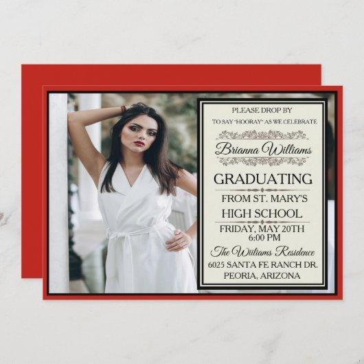 Exquisite Red Graduation Invitation