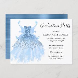 Fairy Wing Gown | Ice Blue Iridescent Graduation Invitation