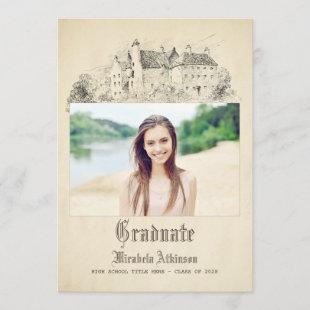 Fairytale Old Vintage Castle Graduation Party Invitation