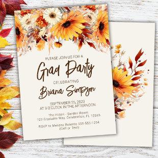 Fall Floral Beige Graduation Party Invitation