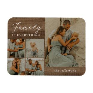 Family Collage Rustic Modern Personalized Magnet
