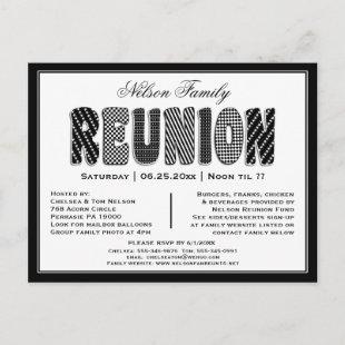 Family or Class Reunion B/W Pattern Invitation