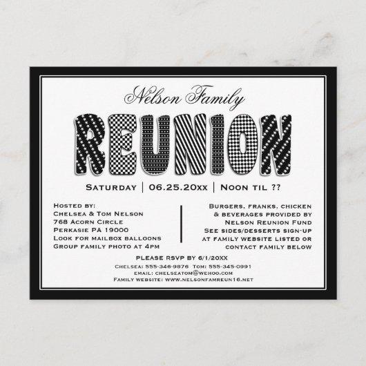 Family or Class Reunion B/W Pattern Invitation