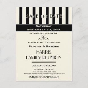 Family Reunion, Party, Event Striped Save the Date Announcement Postcard