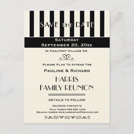 Family Reunion, Party, Event Striped Save the Date Announcement Postcard