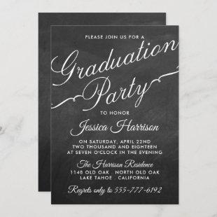 Fancy Chalkboard Typography Graduation Party Invitation