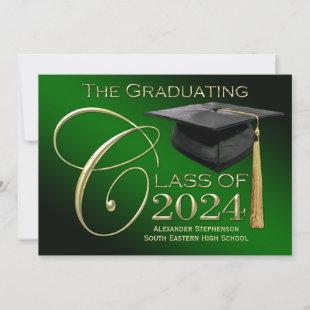 Fancy Class of 2024 Green Graduation Announcement