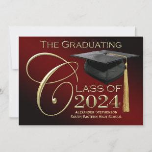 Fancy Class of 2024 Maroon Graduation Announcement