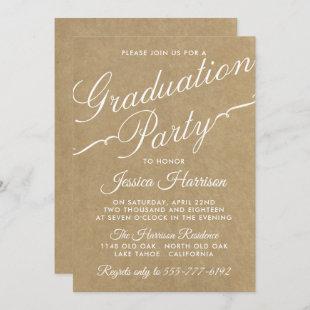 Fancy Kraft Typography Graduation Party Invitation