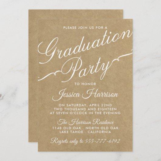 Fancy Kraft Typography Graduation Party Invitation