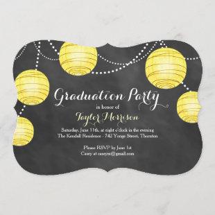 Fancy Yellow Party Lanterns Graduation Invitation