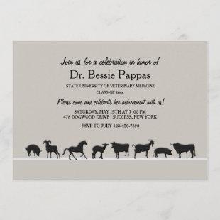 Farm Animals Dr. of Veterinary Medicine Graduation Invitation