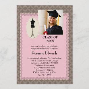 Fashion Design Graduation Photo Invitation