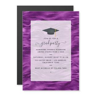 Faux Foil Purple Tiger Stripes Graduation Party Magnetic Invitation