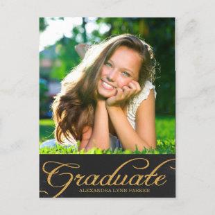 Faux Glitter Graduation Invite Postcard / Black