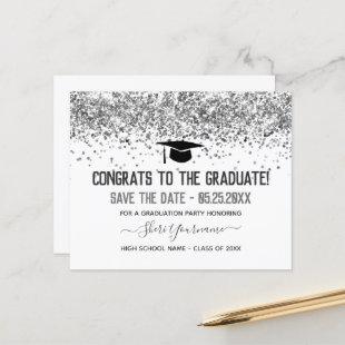 Faux Glitter Graduation Party Save the Date