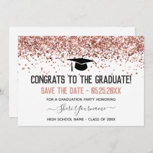 Faux Glitter Graduation Party Save the Date Invitation