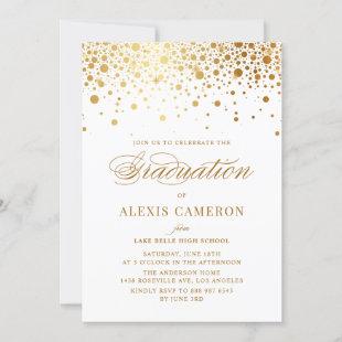 Faux Gold Foil Confetti Graduation Invitation