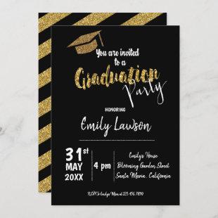 Faux Gold Glitter Class Of 2024 Graduation Party Invitation
