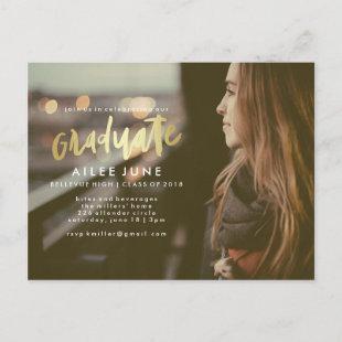 Faux Gold Graduate | Graduation Invite Postcards