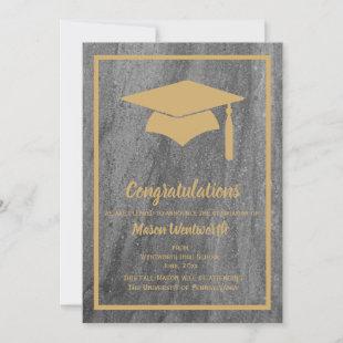 Faux Gold & Granite Graduation Announcement