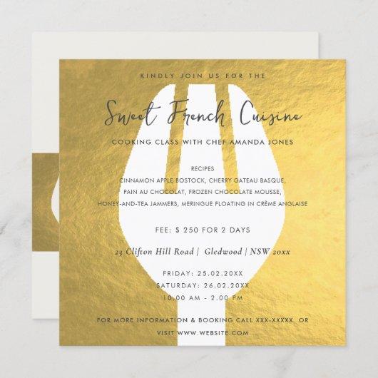 FAUX GOLD SPOON FORK COOKING CLASS INVITE TEMPLATE