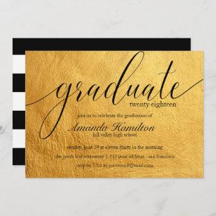 Faux Gold typography Graduation Invitation