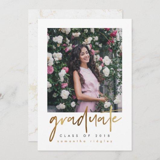 Faux Marble and Typography Graduation Party Photo Invitation