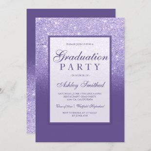 Faux purple glitter elegant Graduation party Invitation
