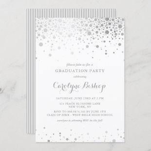 Faux Silver Confetti Graduation Party Invitation