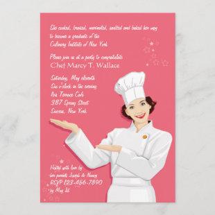 Female Chef Graduation Invitation