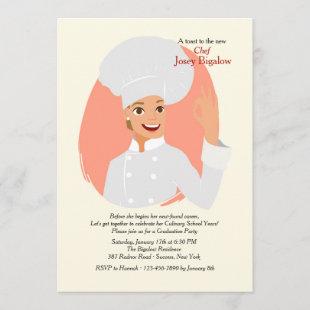Female Chef Graduation Invitation