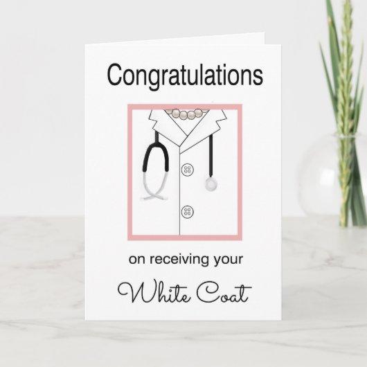 Female Medical White Coat Congratulations Card