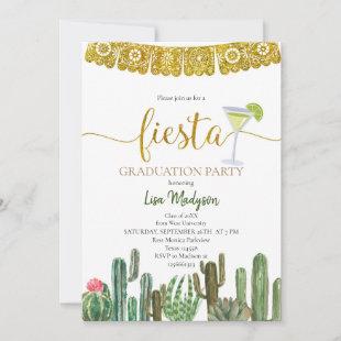 Fiesta Cactus Graduation Party Mexican Invitation