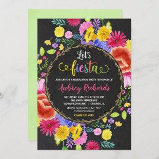 Fiesta graduation party floral watercolors invitation
