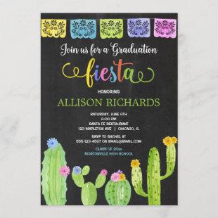 Fiesta graduation party, watercolor cactus fiesta invitation