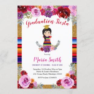 Fiesta Mexican Floral Girl Graduation Invitation