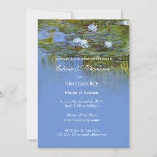 Fine art vintage waterlily graduation invitation