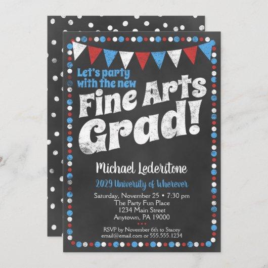 Fine Arts Graduation Party Invitation Red Blue
