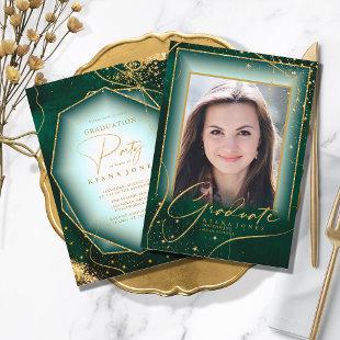 Fine Lines Gold Abstract Graduation Green ID907
