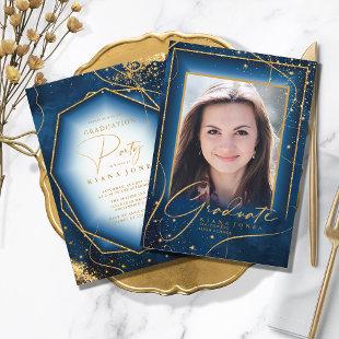 Fine Lines Gold Abstract Graduation Navy ID907