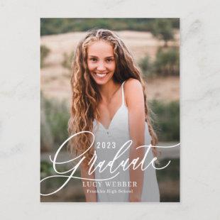 Finely Penned Graduation Announcement Postcard