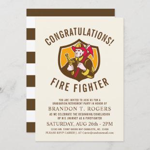 Fire Fighter Retro Style Graduation Announcement