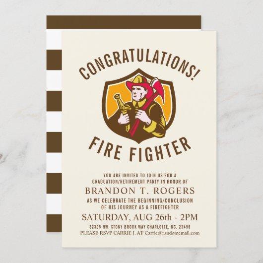 Fire Fighter Retro Style Graduation Announcement