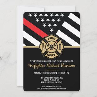 Firefighter Fire Academy Graduation Fireman Flag Invitation
