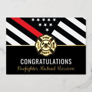 Firefighter Fire Academy Red Line Graduation Card