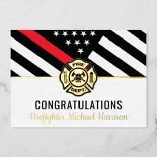 Firefighter Fire Academy Red Line Graduation Card